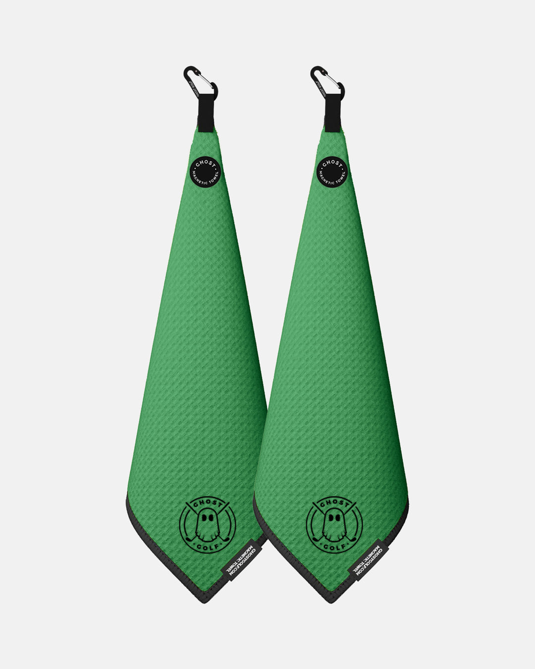 2 Greenside towels with Magnet Patch and Carabiner. Color Kelly Green