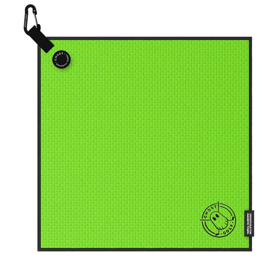 Greenside Towel with Magnet Patch and Carabiner Neon Green#color_neon-green