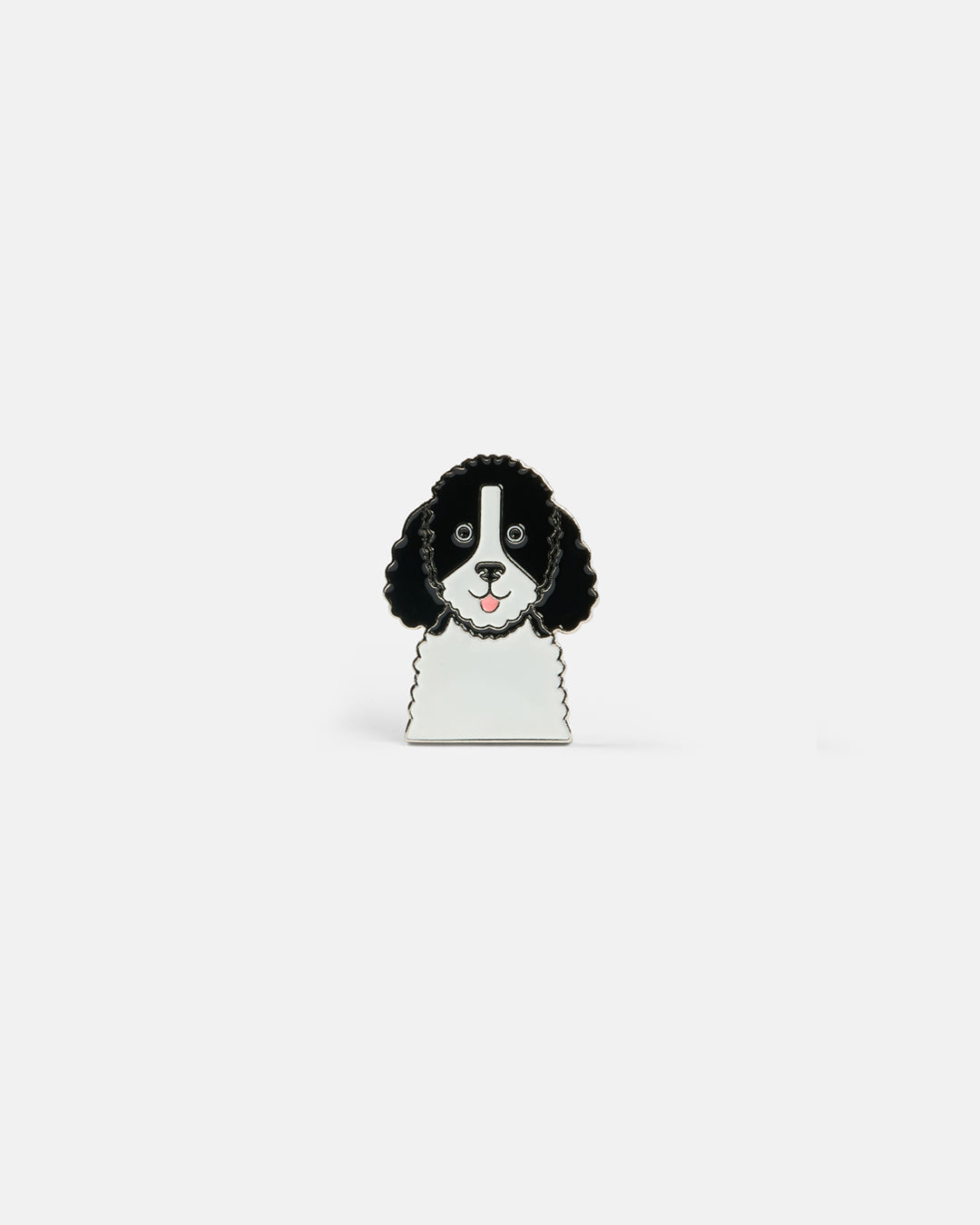 Product photo of a ball marker shaped like a Bernedoodle dog.