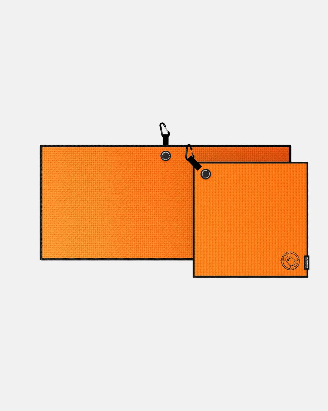 Product shot pair of Orange Ghost Golf Magnetic Caddie & Greenside Towel #color_orange
