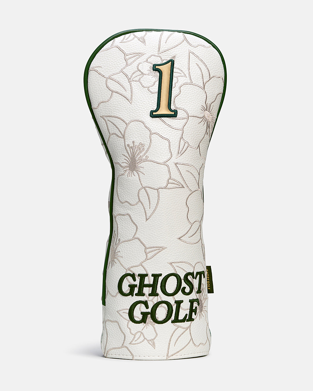 Front View of Driver Patrons Only Azalea Leather Head Cover with ghost golf hit #size_driver