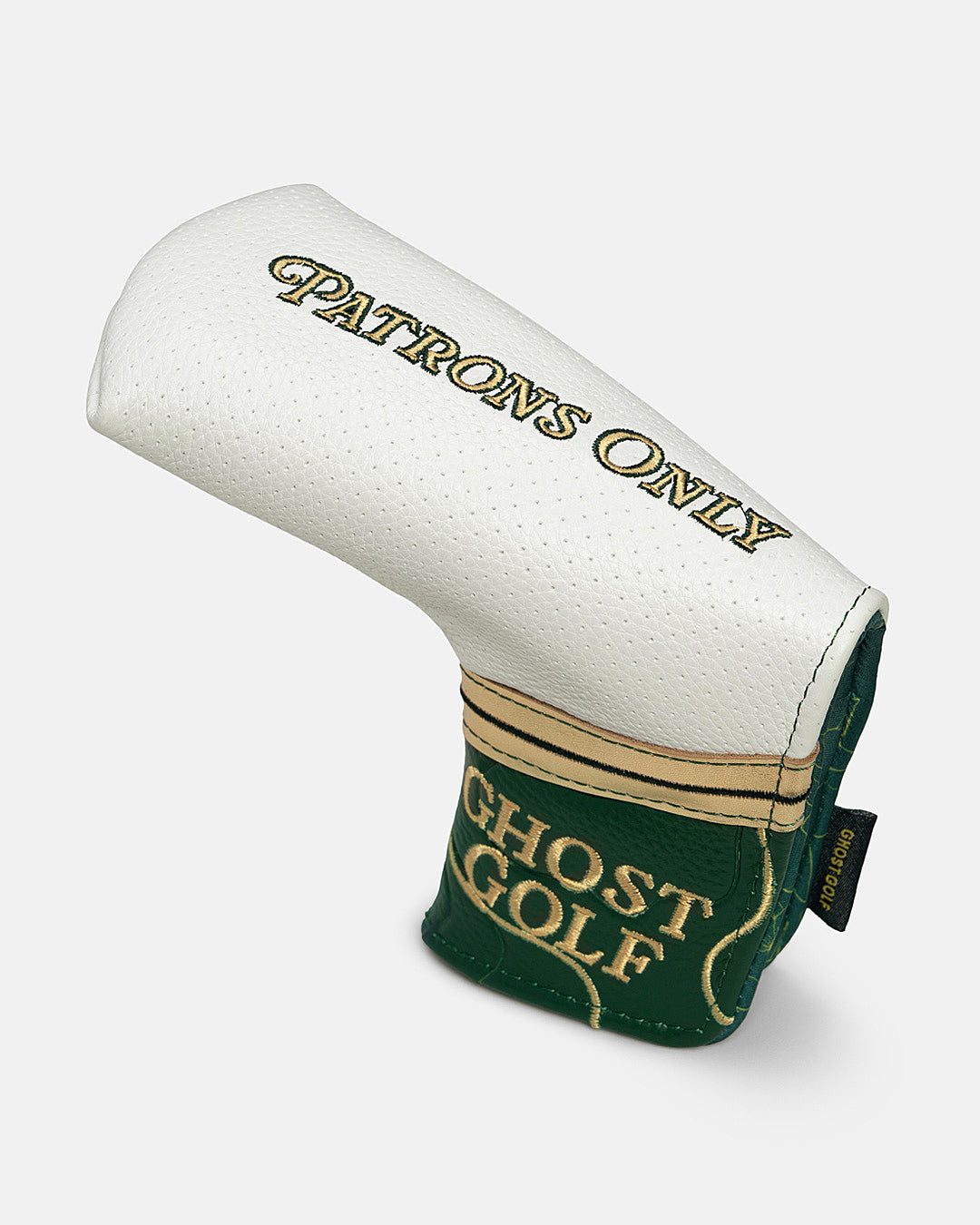 Left Side View Product Shot of Patrons Only Blade Putter Cover #color_white