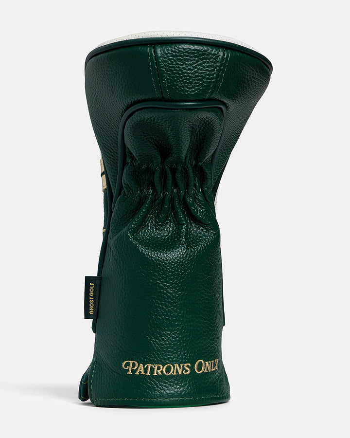 Front View of 3 Wood Patrons Only Leather Head Cover with patrons only hit #size_3-wood