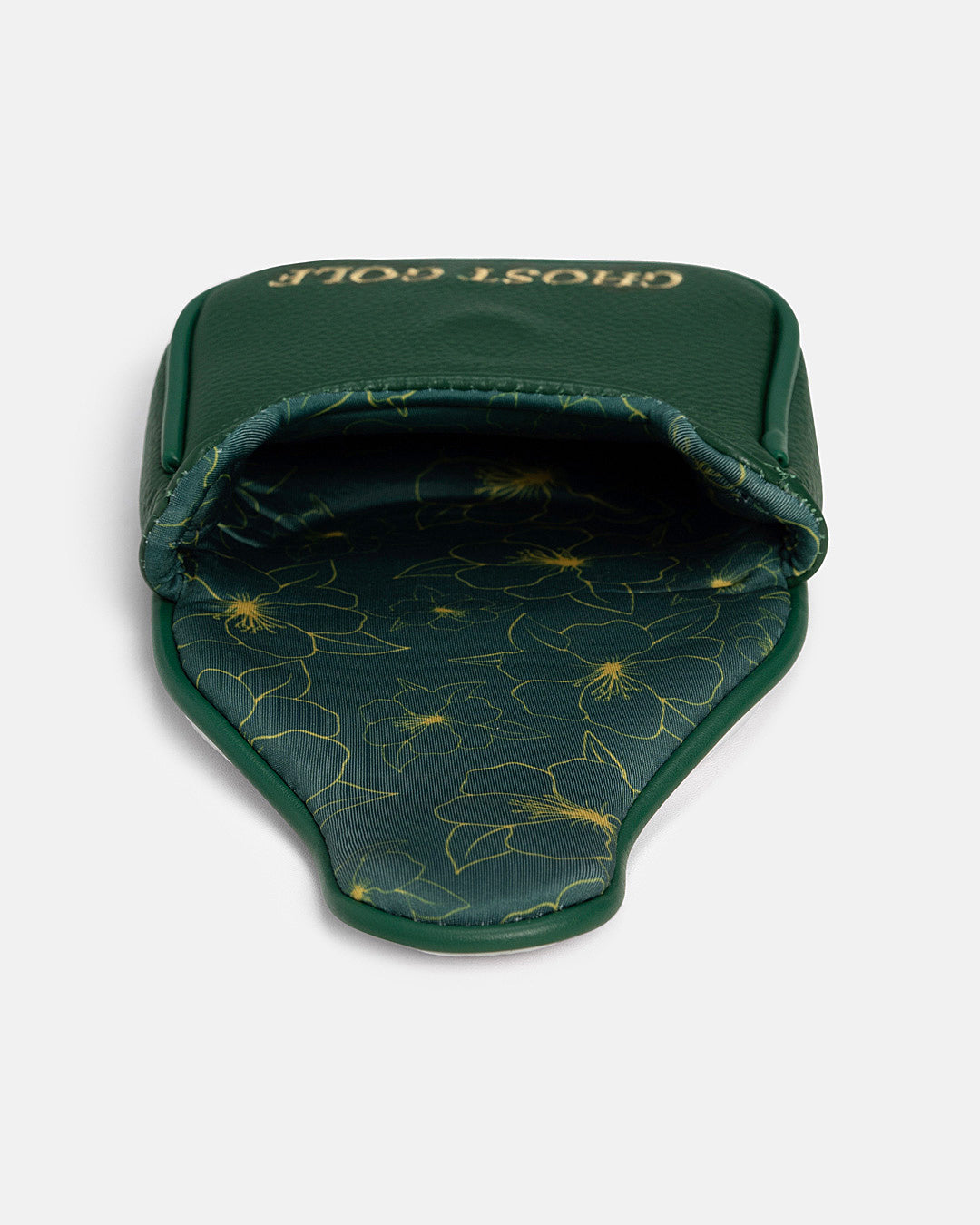 Inside View Product Shot of Patrons Only Mallet Putter Cover with azalea pattern #color_green