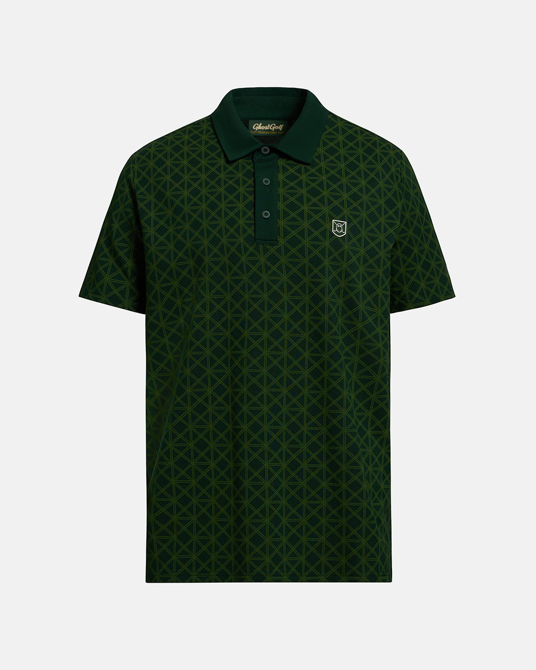 Front View Product Photo of Bogey Green Patrons Printed Polo #color_bogey-green