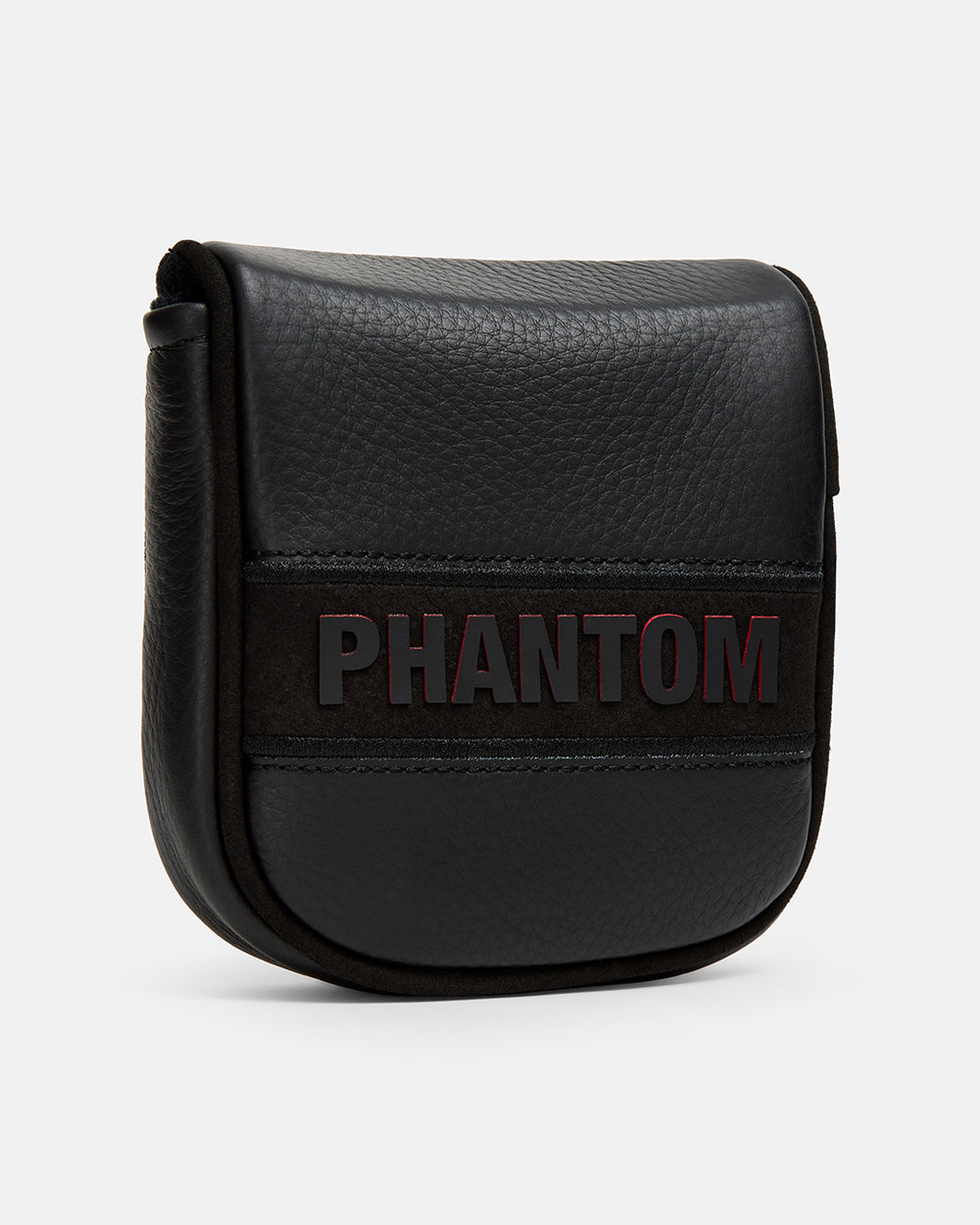 Three Quarter View Product Shot of Phantom Blackout Mallet Putter Cover with the word phantom in the middle #color_black