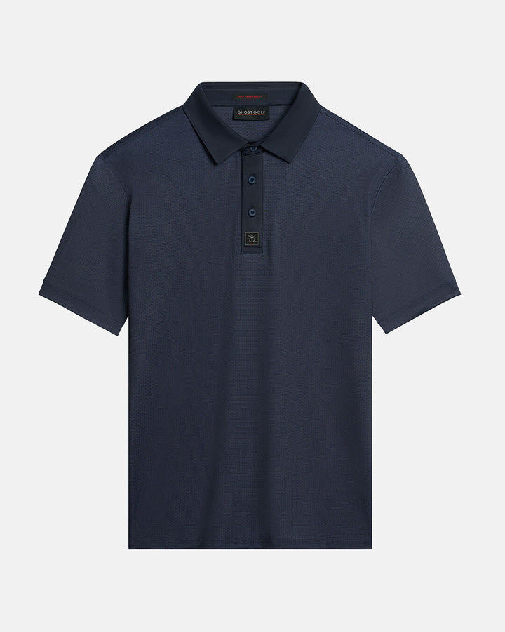 Front Product Shot of Navy Qualifier Grid Polo #color_dark-navy
