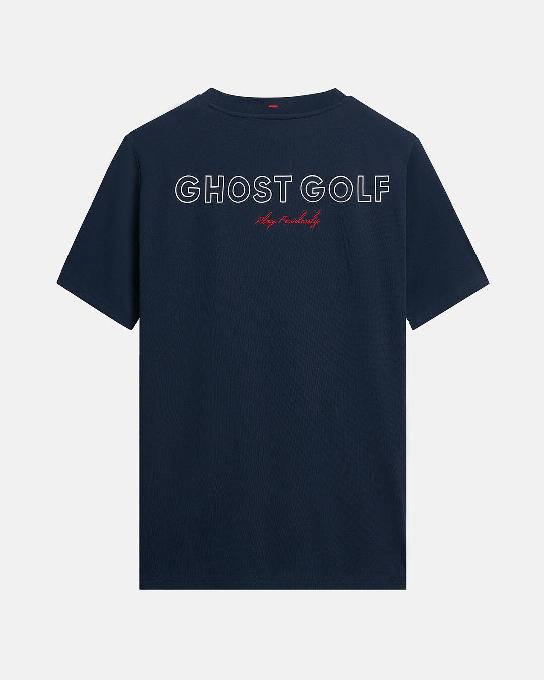 Back Product Shot of Navy Qualifier Player Tee with Ghost Golf Graphic in the Back #color_dark-navy