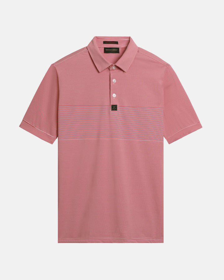 Front Product Shot of Red Qualifier Stripe Polo #color_red