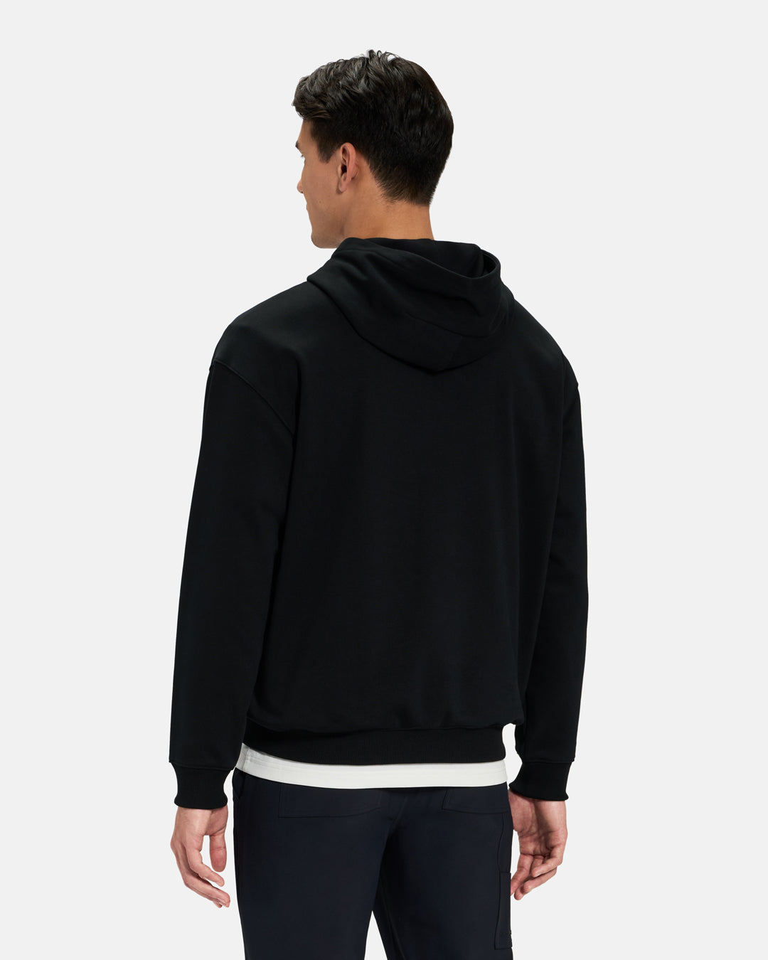 Back View of Black Spectator Dormie Hoodie on Asian Male Model #color_black