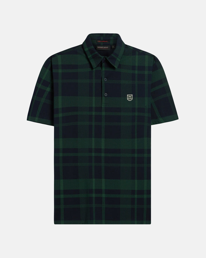 Front View Product Photo of Bogey Green Spectator Plaid Polo #color_bogey-green