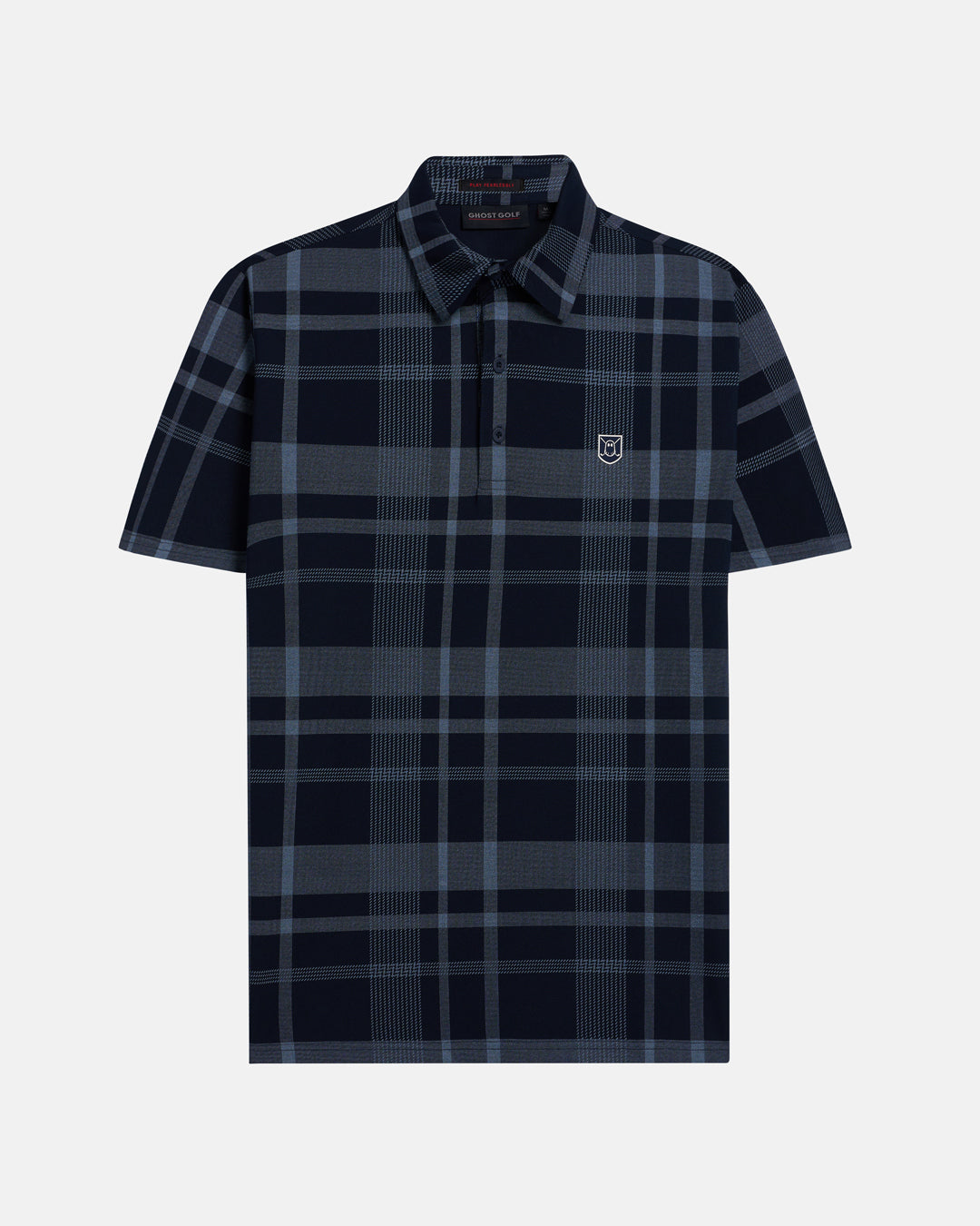 Front View Product Photo of Navy Spectator Plaid Polo #color_navy