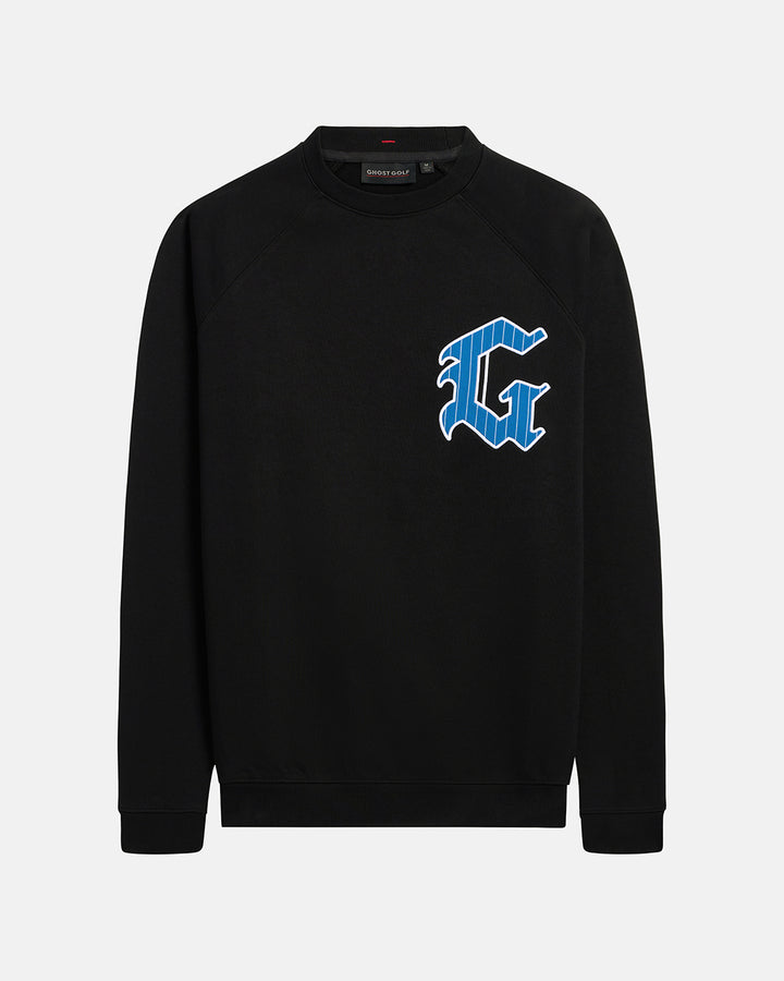 Front View Product Photo of Black Spectator Raglan Sweatshirt with the letter G #color_black