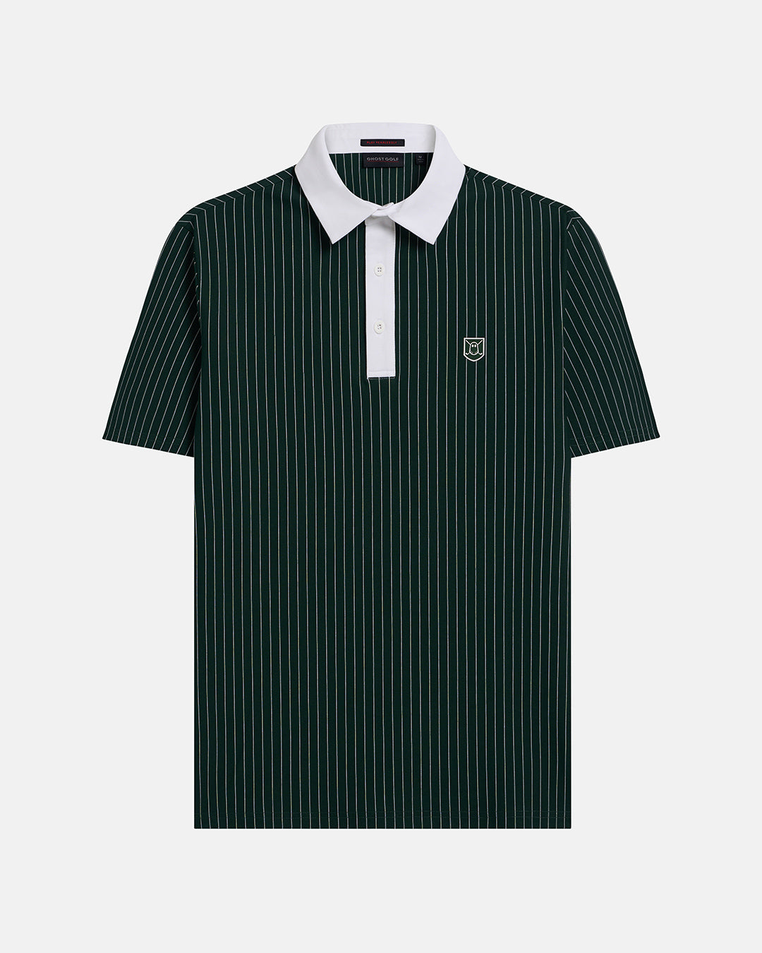 Front View Product Photo of Bogey Green Spectator Stripe Polo #color_bogey-green