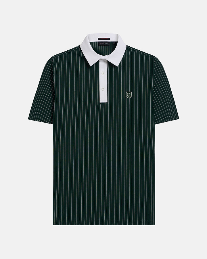 Front View Product Photo of Bogey Green Spectator Stripe Polo #color_bogey-green