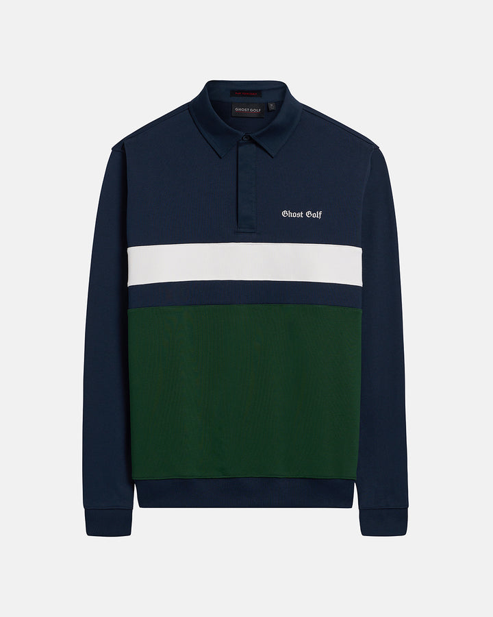 Front View Product Photo of Navy Spectator Sweatshirt Polo with Ghost Golf #color_navy