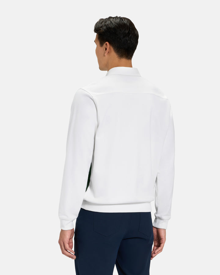 Back View of Navy Spectator Sweatshirt Polo on Asian Male Model #color_white