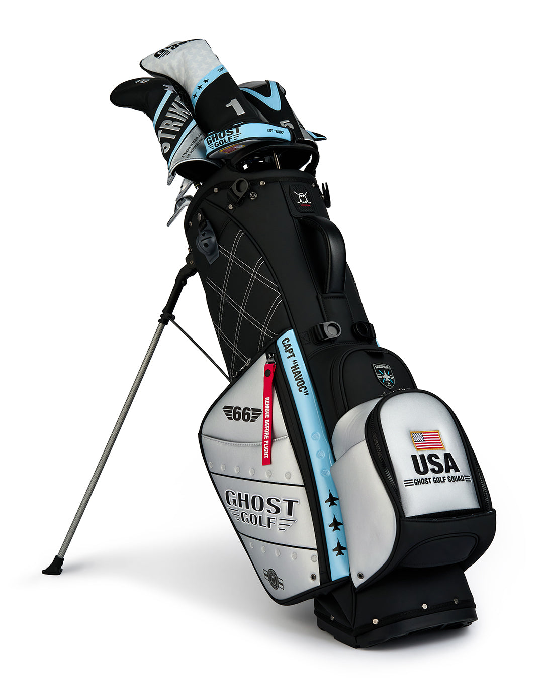 Front Product Shot of Striker Anyday Bag With full head covers placed