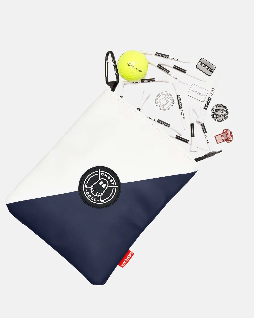 Front View of Valor Utility Pouch with Tees Ball Markers and Golf Ball #color_valor