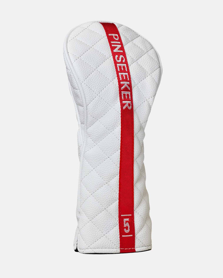 Ghost Golf White Leather Head Cover 5 Wood with Red Stripe PINSEEKER