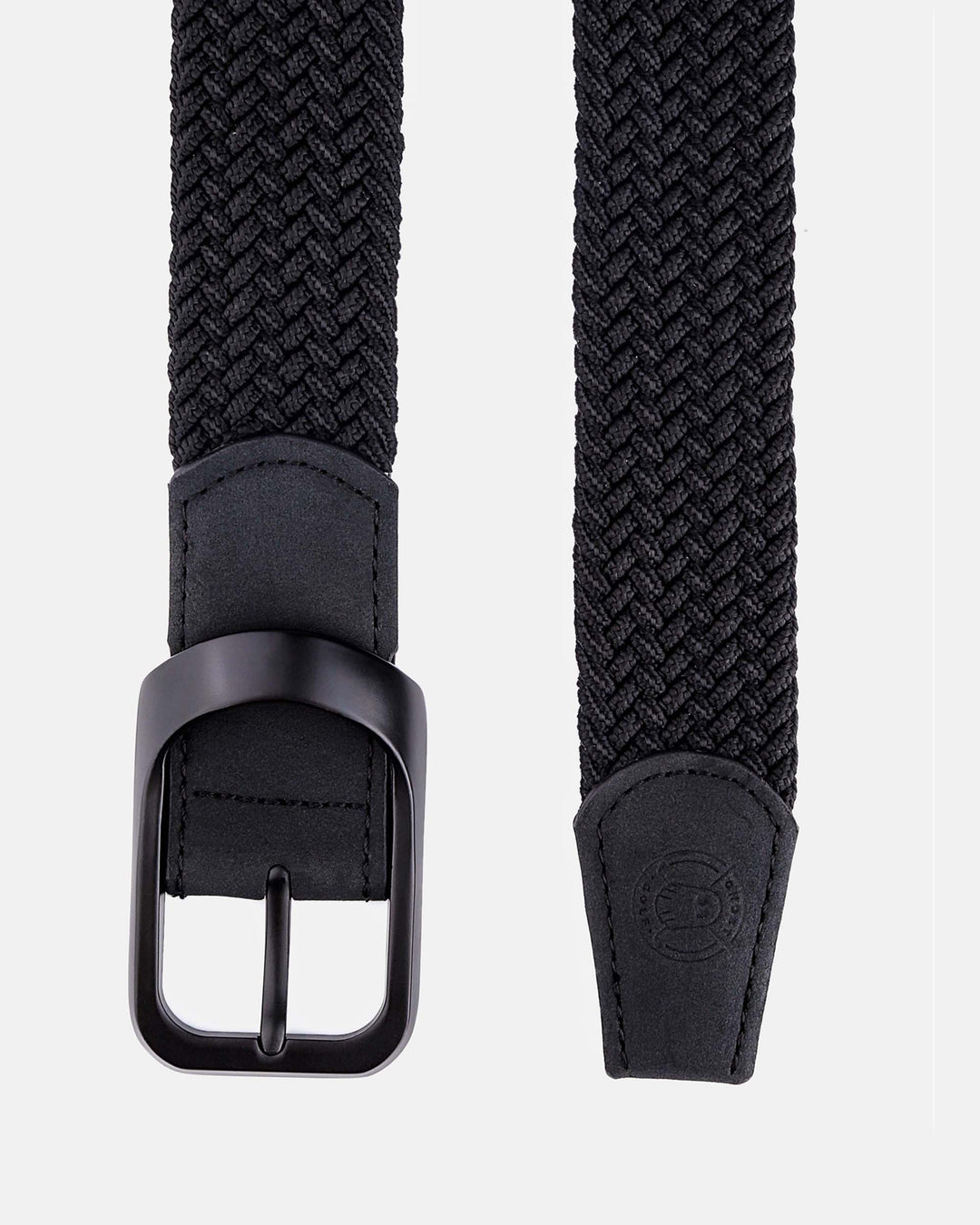 Ghost Golf Black Belt with Black Buckle and Black Leather Tail